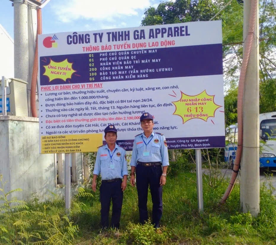 Nhân viên bảo vệ Thành Long Bình Định tại Nhà máy GA Phù Mỹ